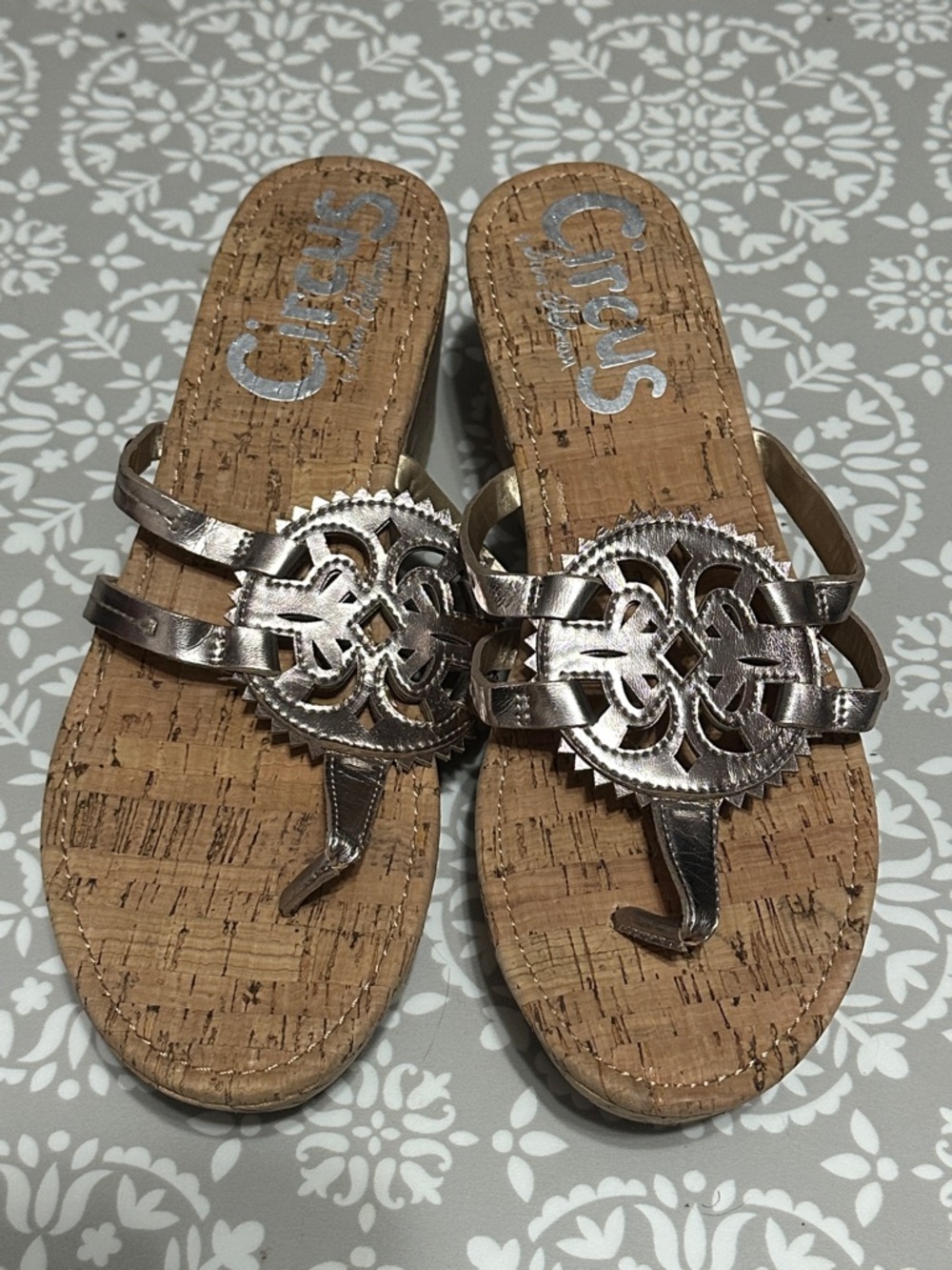 Circus by Sam Edelman Metallic Wedge Cork Thong Sandals